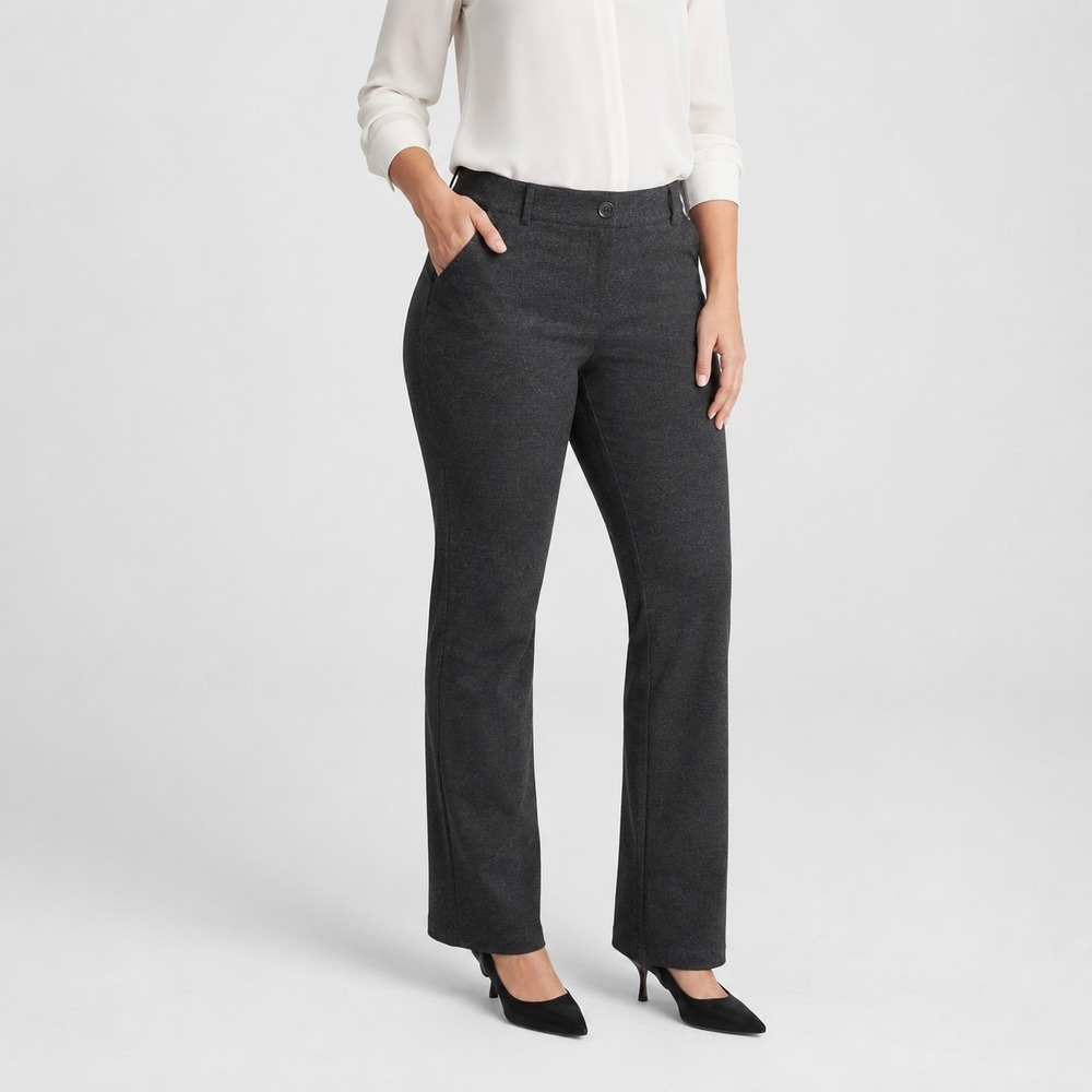 BETABRAND Size Large Petite Charcoal Gray DPYP Classic Straight Leg Dress Pants
